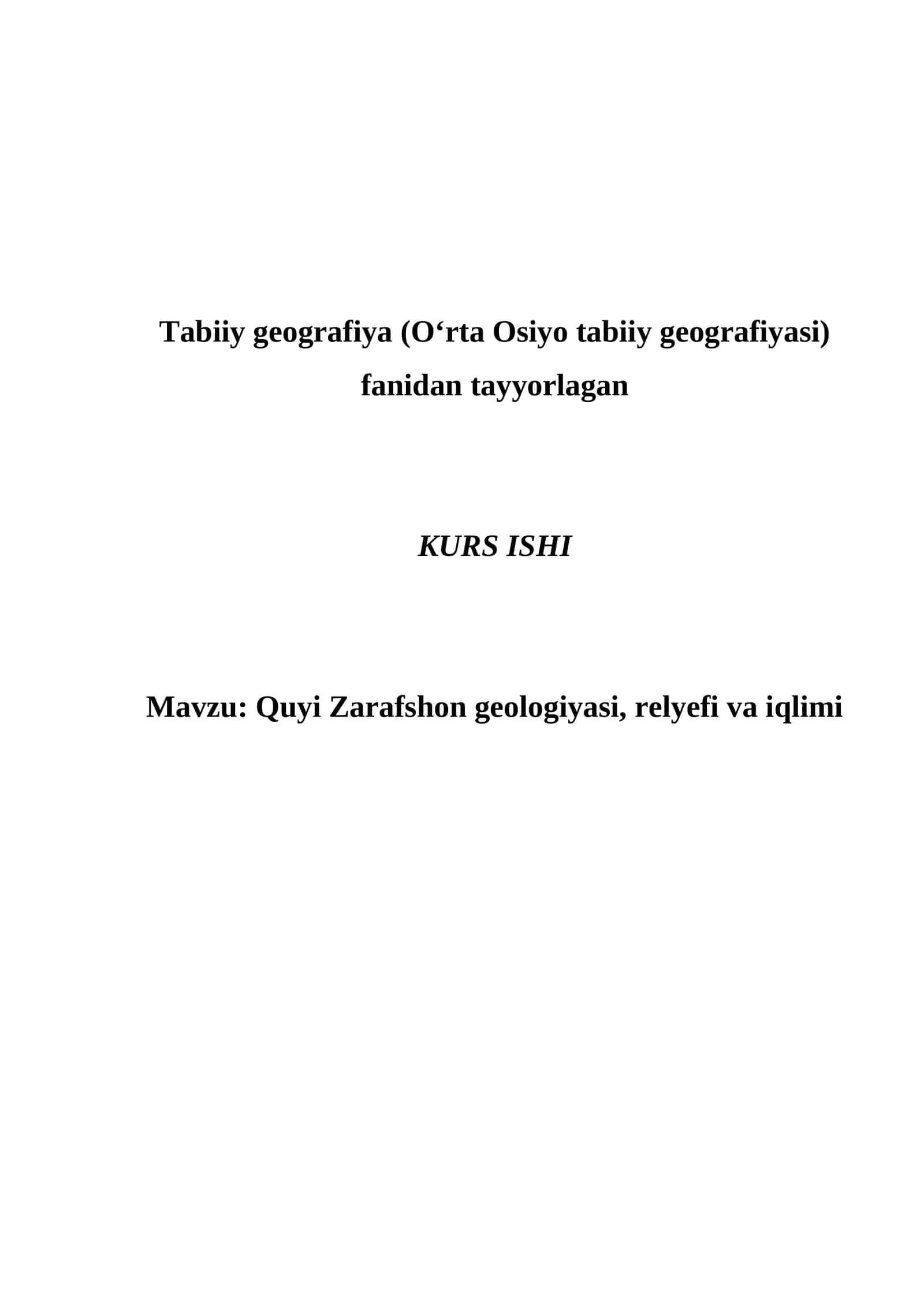 Quyi Zarafshon geologiyasi, relyefi va iqlimi 1