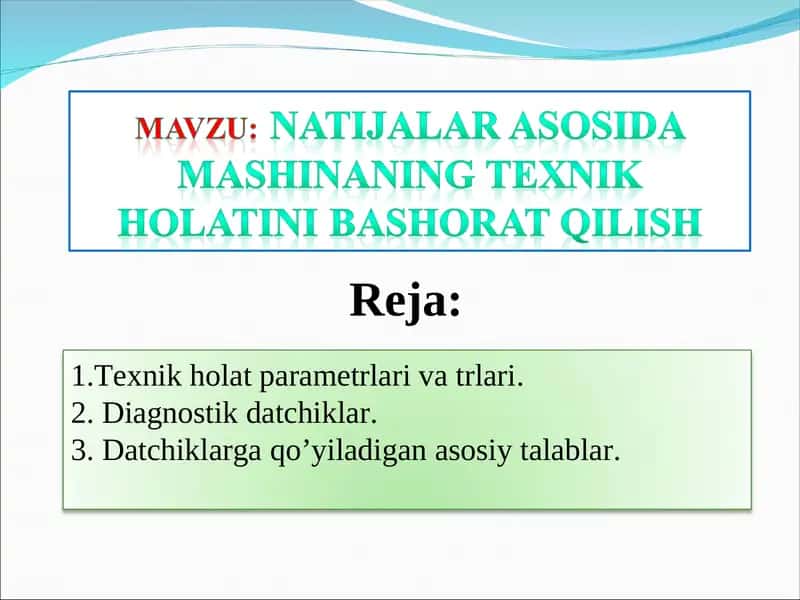 Машиналар ишончлилиги ва техник сервиси 1