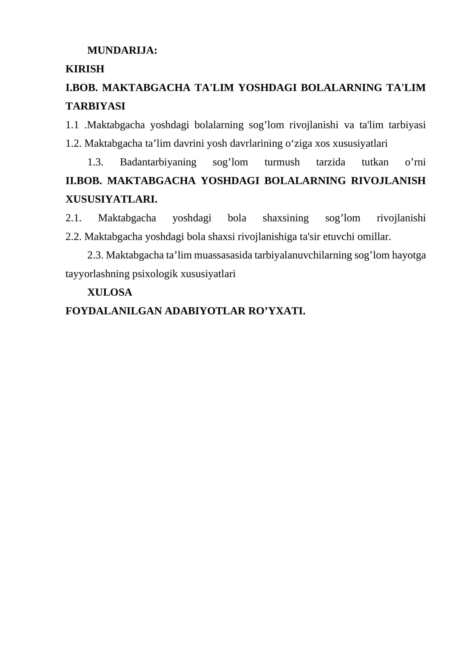 MAKTABGACHA TA'LIM YOSHDAGI BOLALARNING TA'LIM TARBIYASI 1