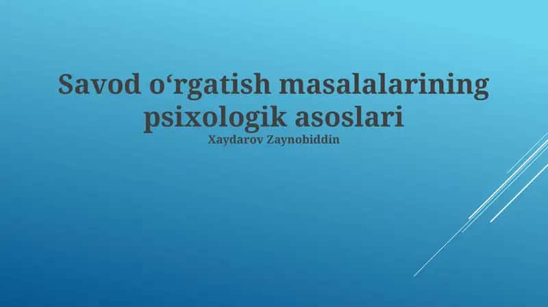 Kasb-hunar ta'limi muammolarining psixologik asoslari 1