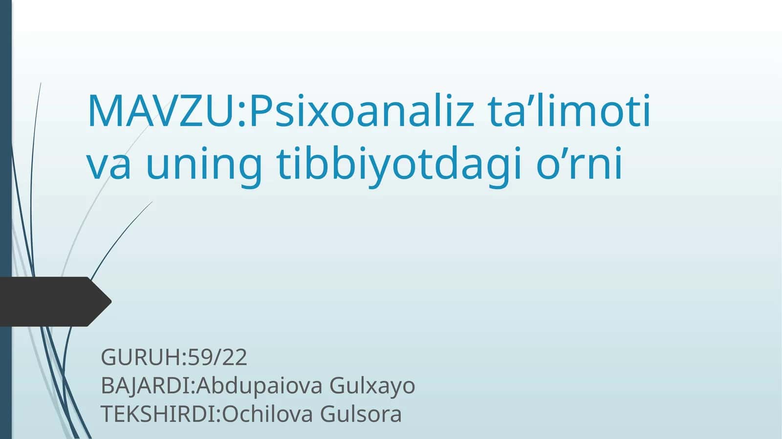 Psixoanaliz ta'limoti va uning tibbiyotdagi o'rni 1