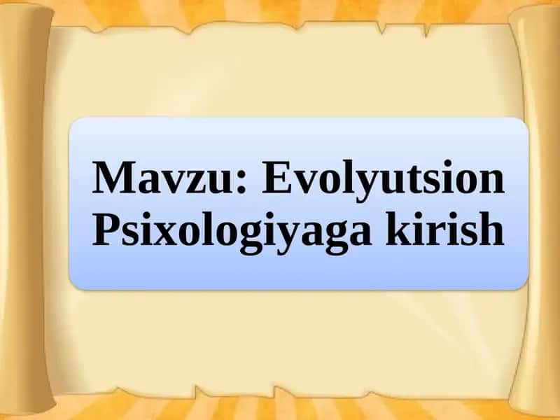 Evolyutsion Psixologiyaga kirish 1