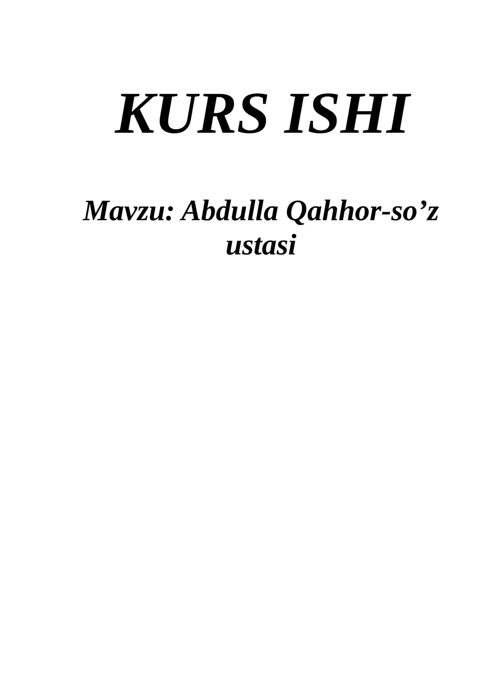 Abdulla Qahhor-so’z ustasi 1
