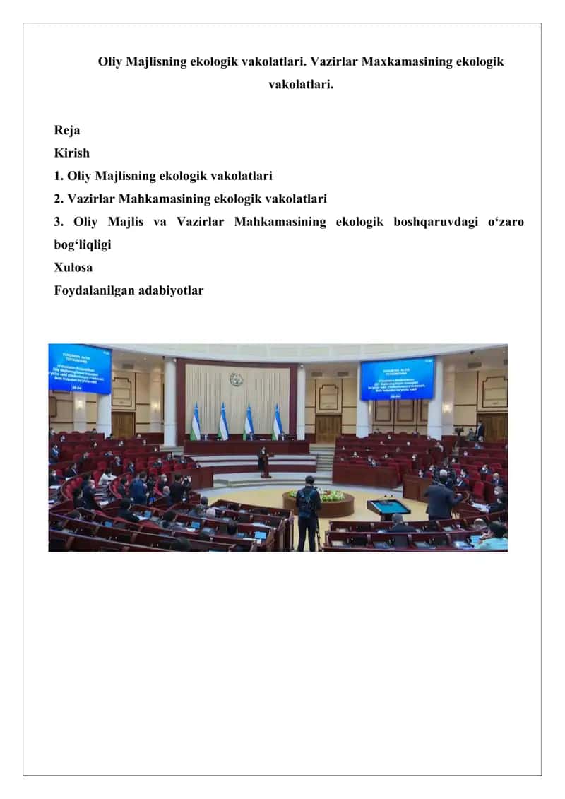 Oliy Majlisning ekologik vakolatlari 1