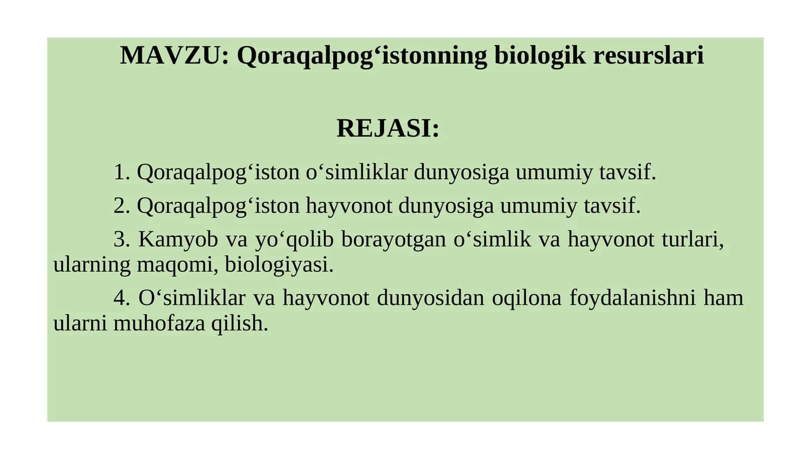 Qoraqalpog‘istonning biologik resurslari 1