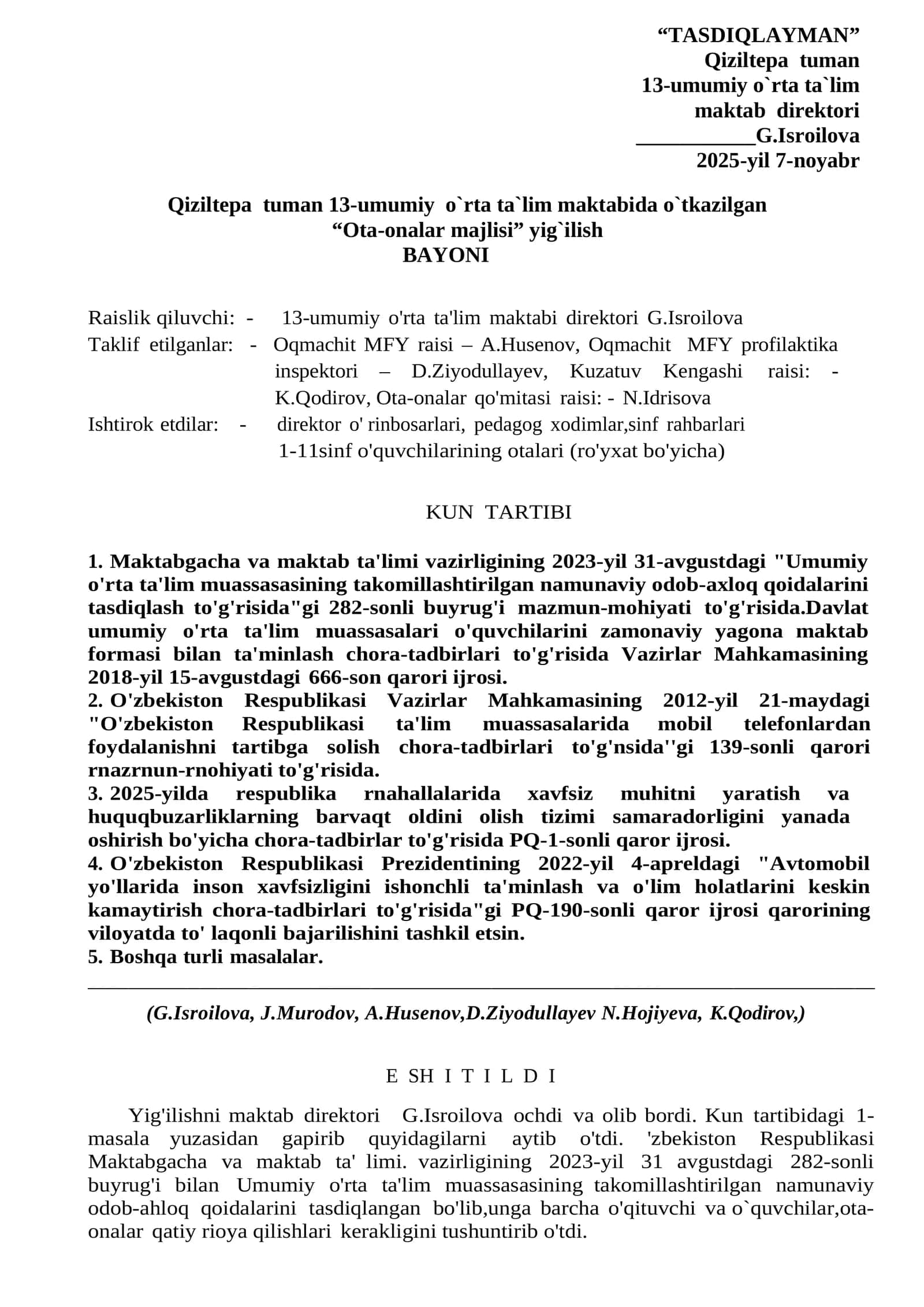 ota onalar yigilishi bayonnomasi 1