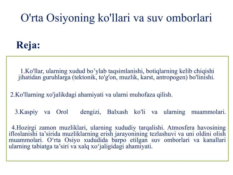 O'rta Osiyoning ko'llari va suv omborlari 1