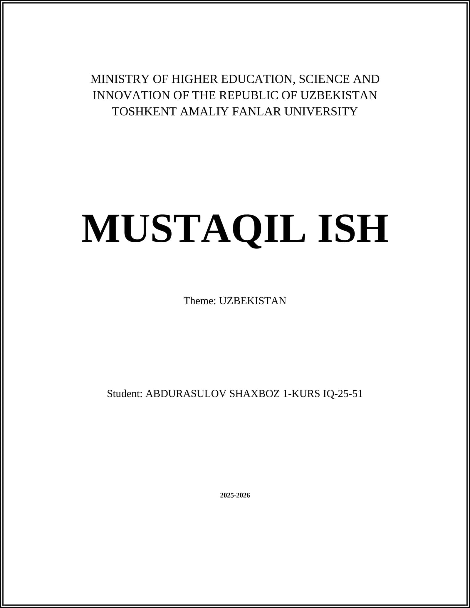 TOSHKENT AMALIY FANLAR UNIVERSITY 1