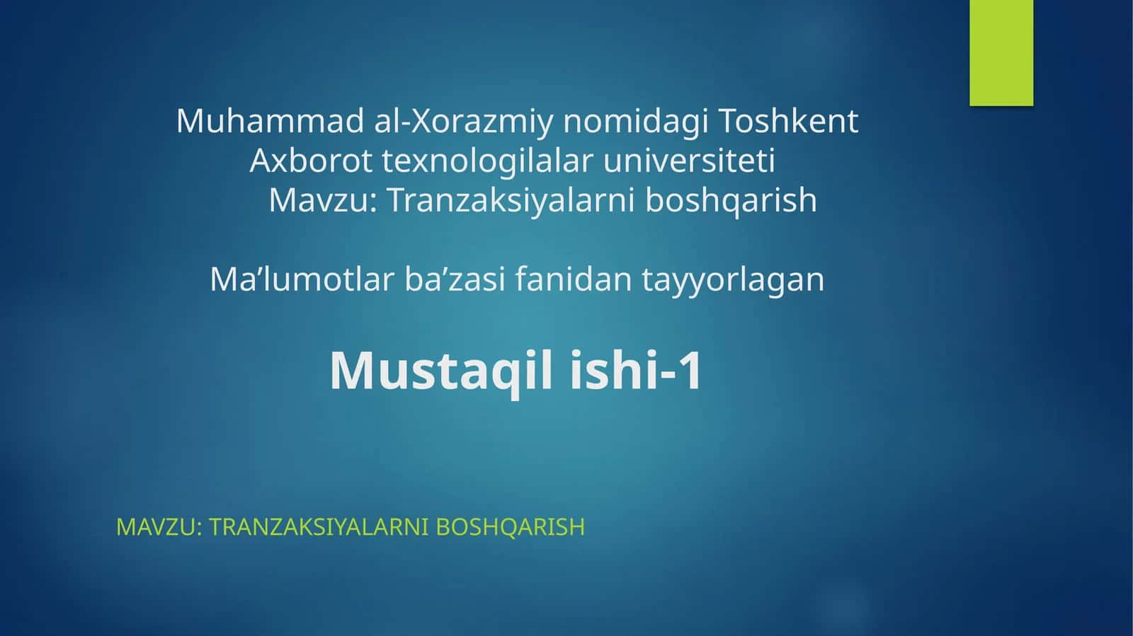 Toshkent Axborot texnologilalar universiteti 1