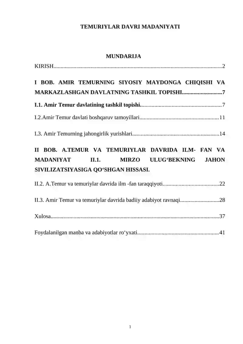 TEMURIYLAR DAVRI MADANIYATI