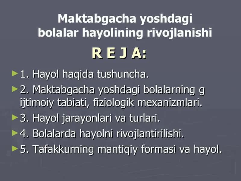 Maktabgacha yoshdagi bolalar hayolining rivojlanishi 1