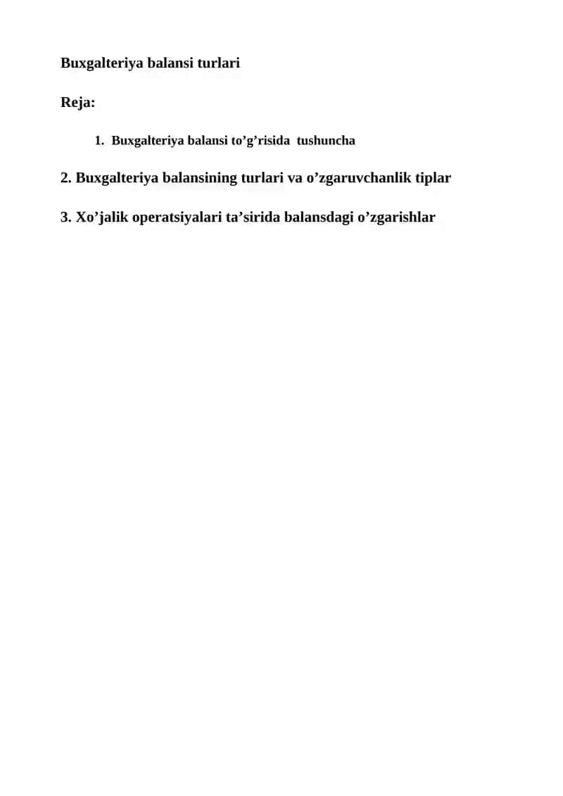 Buxgalteriya balansi turlari