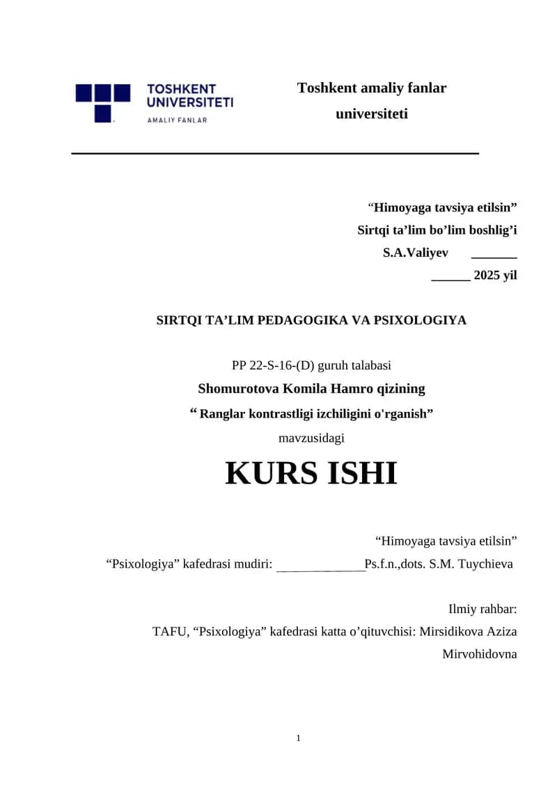 Ranglar kontrastligi izchiligini o'rganish 1