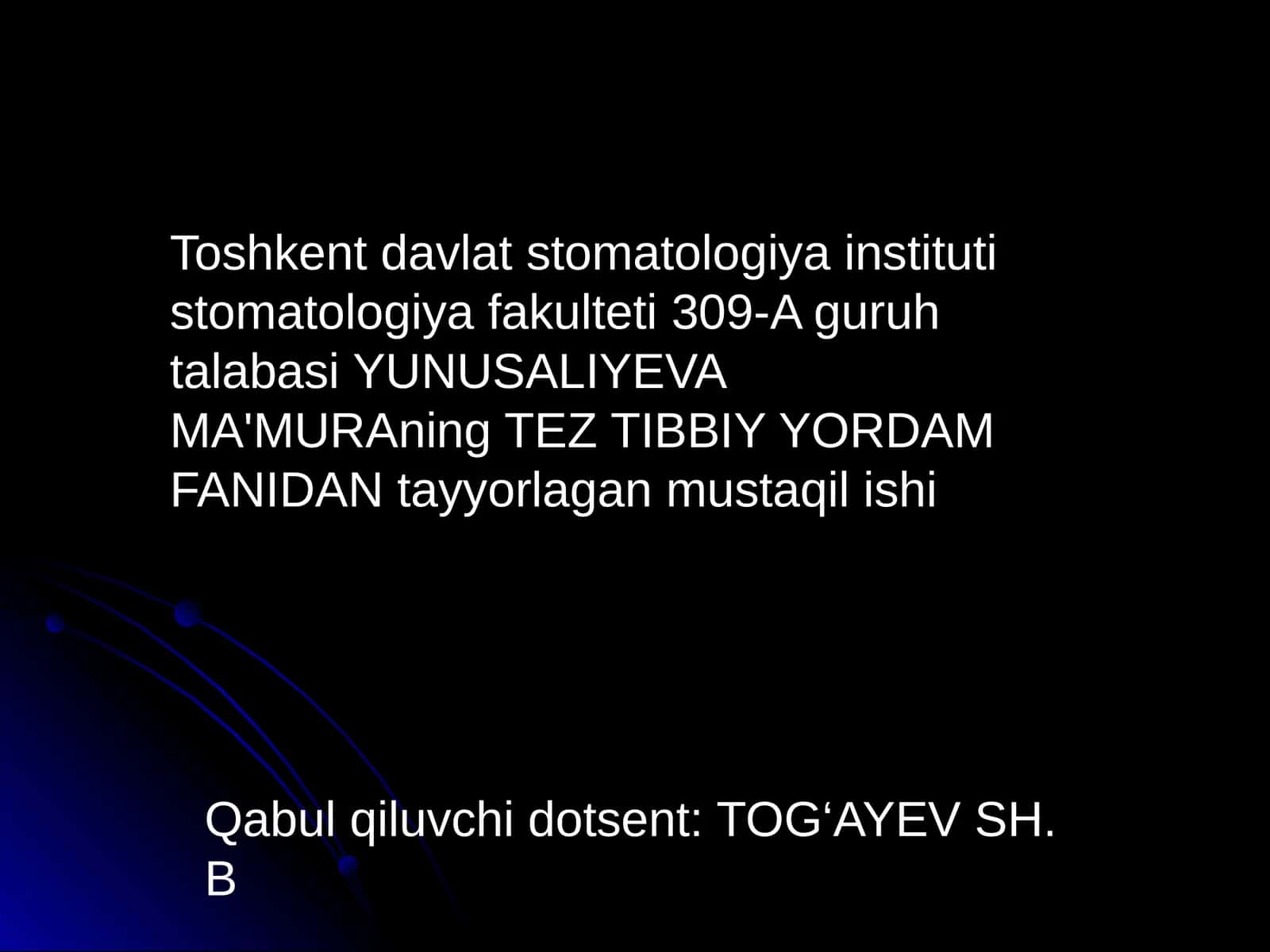 O'tkir bosh miya qon aylanishining buzilishi 1