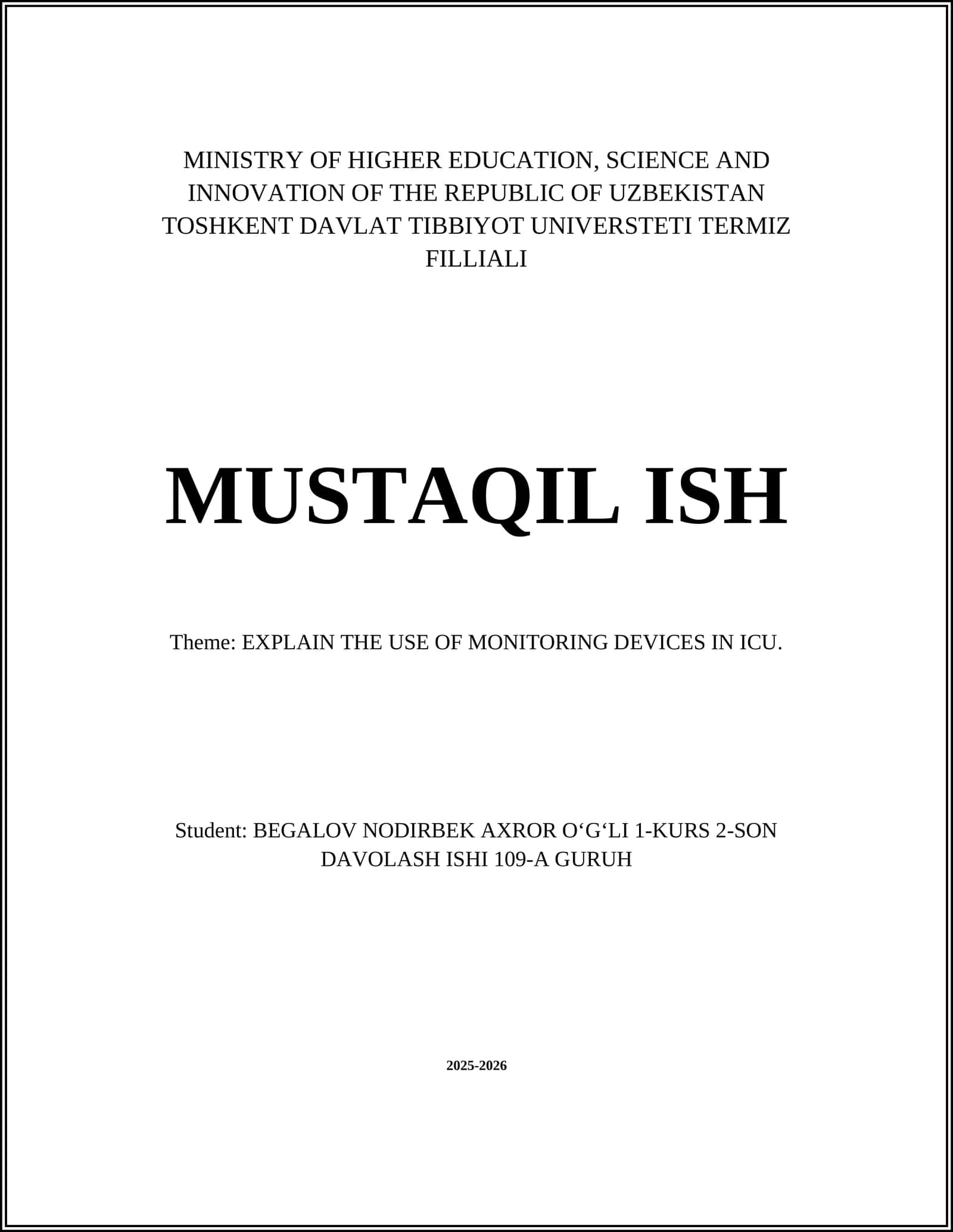 TOSHKENT DAVLAT TIBBIYOT UNIVERSTETI 1