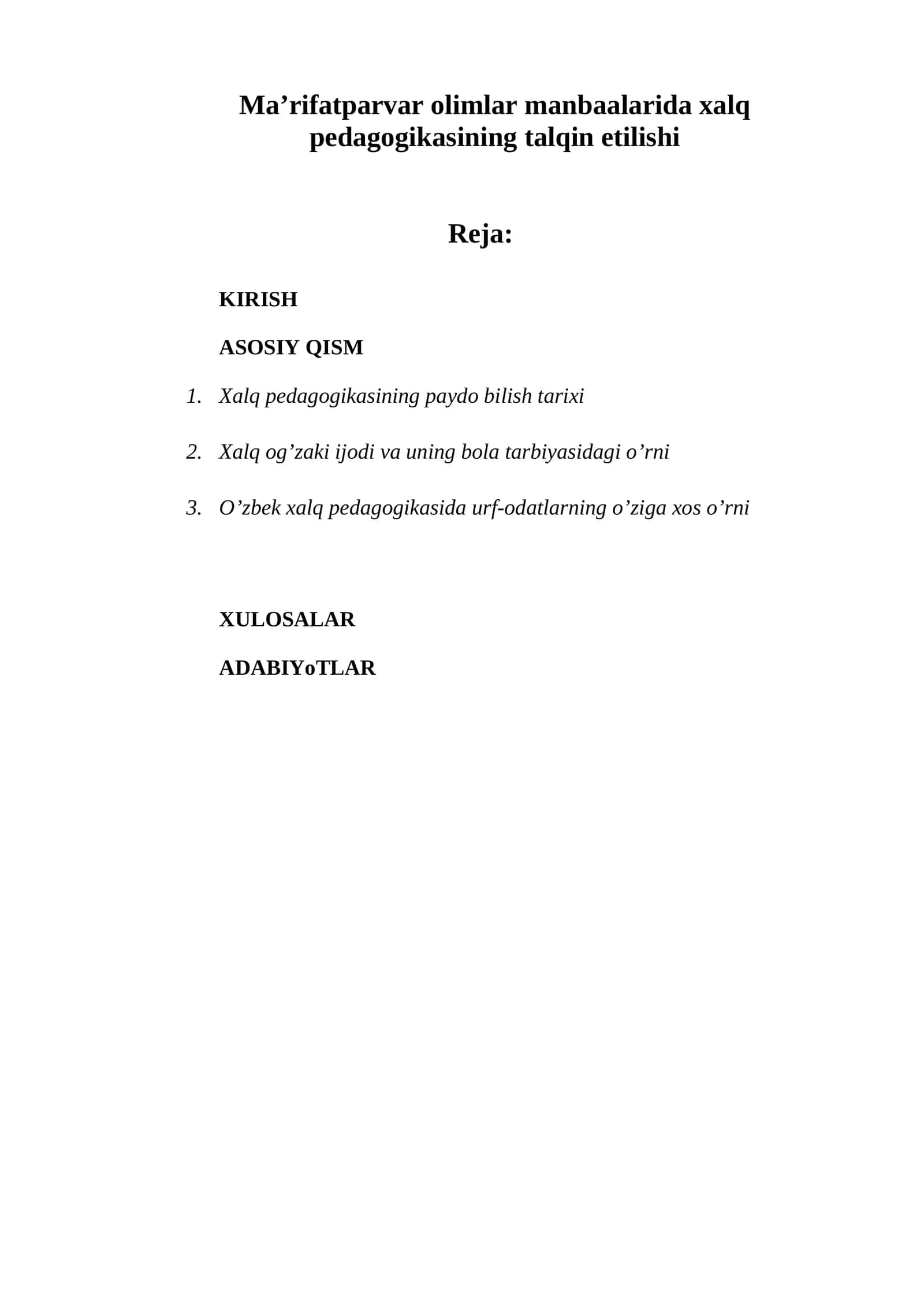 Xalq pedagogikasining talqin etilishi 1