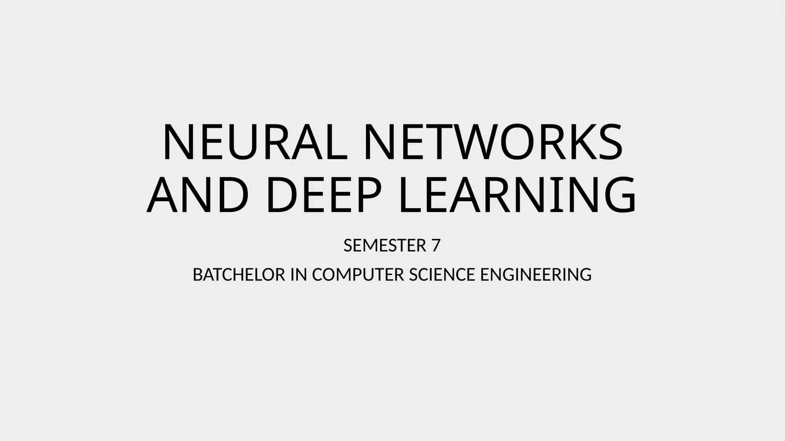 NEURAL NETWORKS AND DEEP LEARNING 1