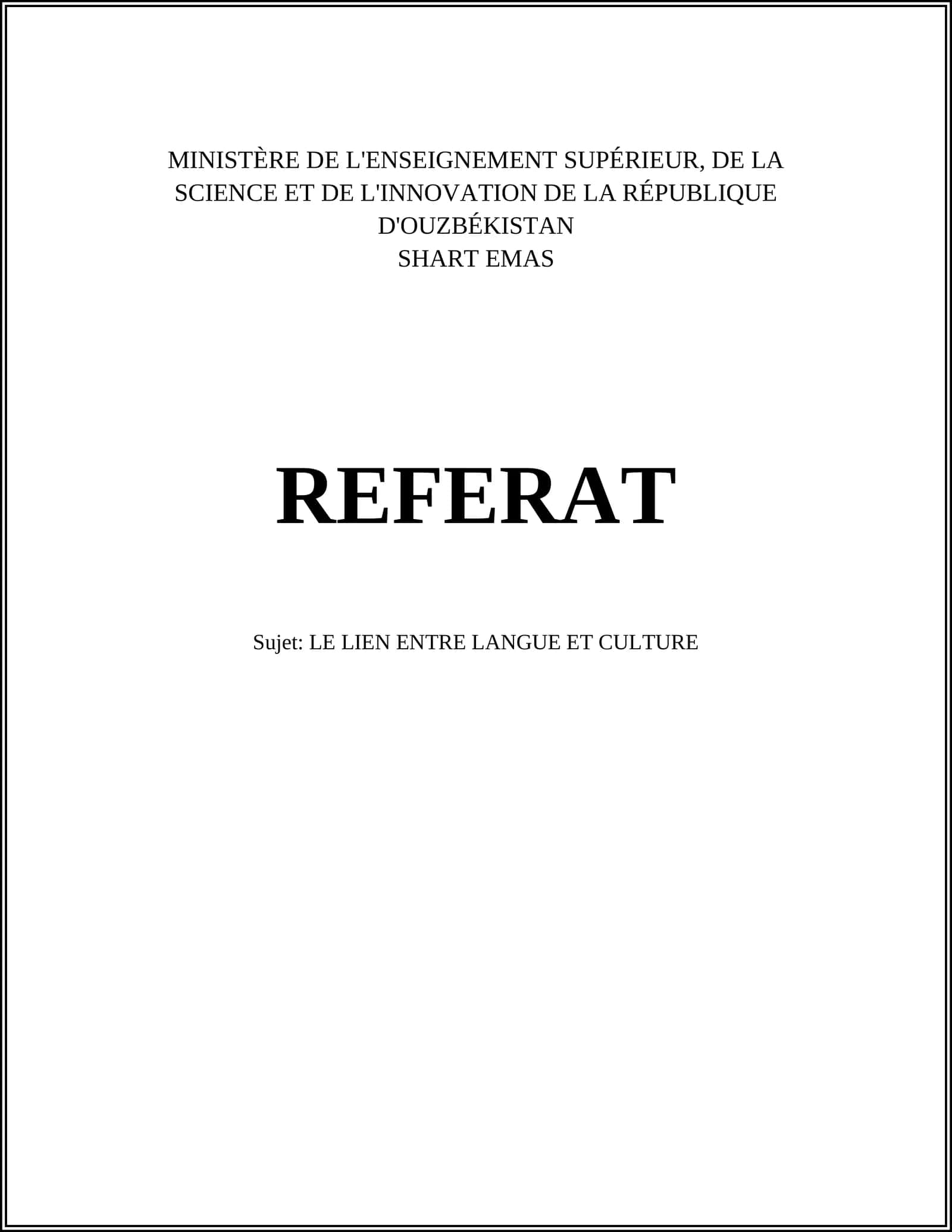 LE LIEN ENTRE LANGUE ET CULTURE 1