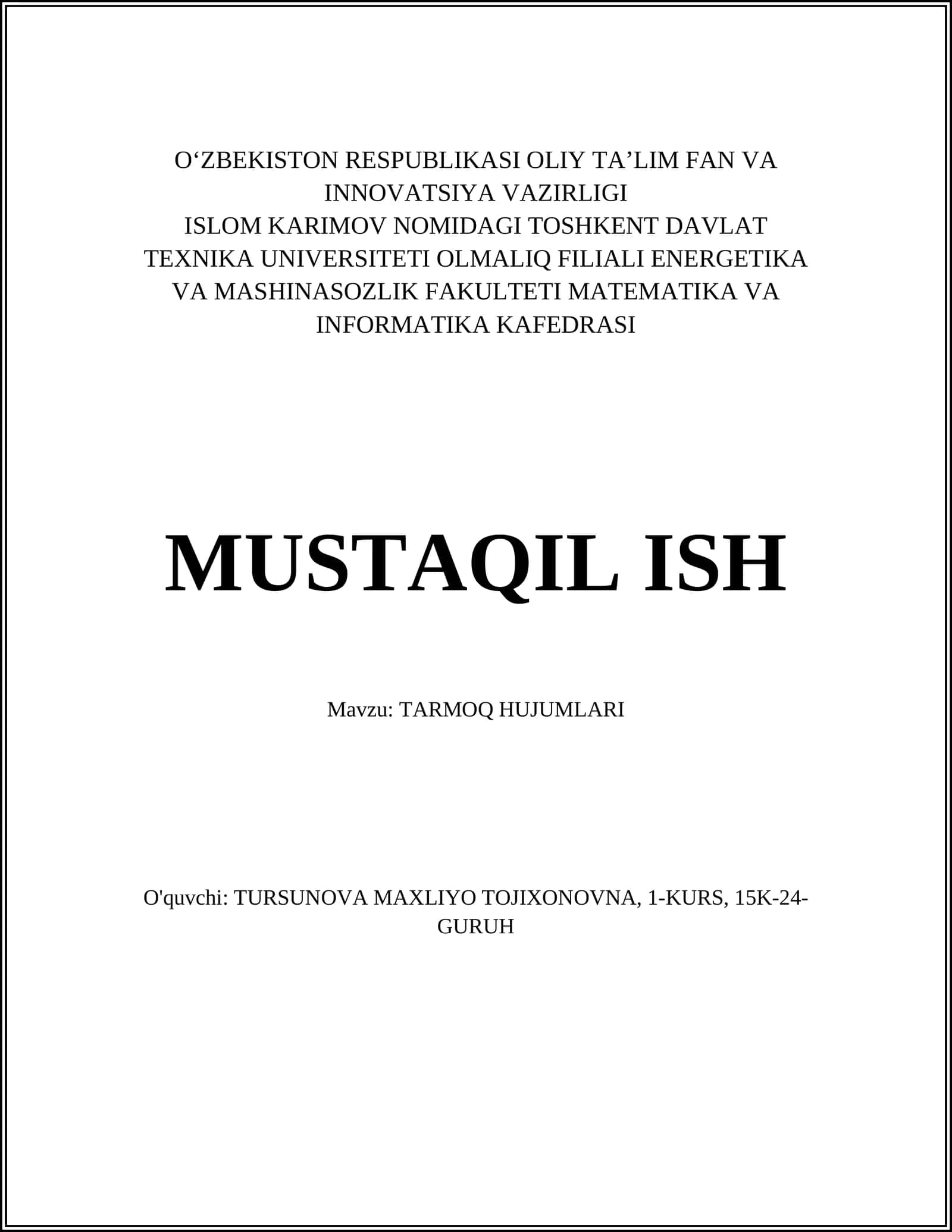 TARMOQ HUJUMLARI 1