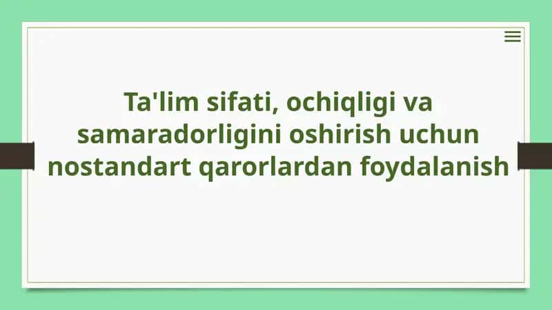 Nostandart qarorlar tushunchasi 1