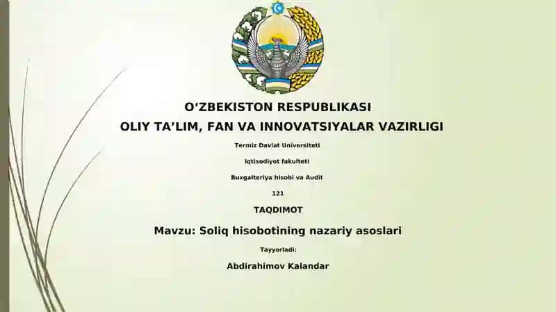 Soliq hisobotining nazariy asoslari