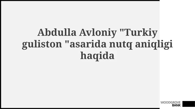 Abdulla Avloniy va "Turkiston Gulistoni" 1