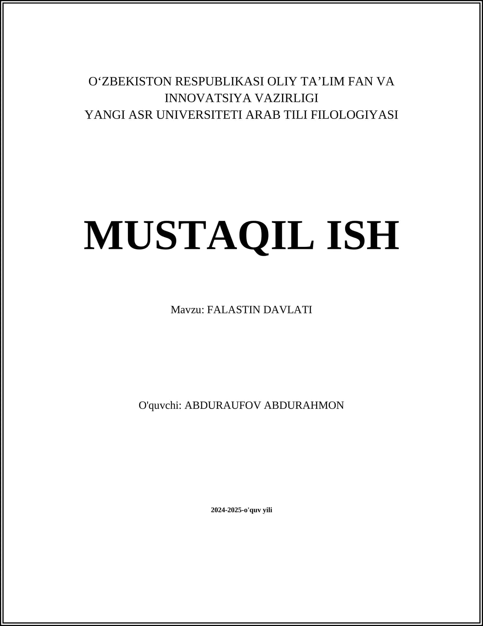 Falastin Davlati tarixi 1