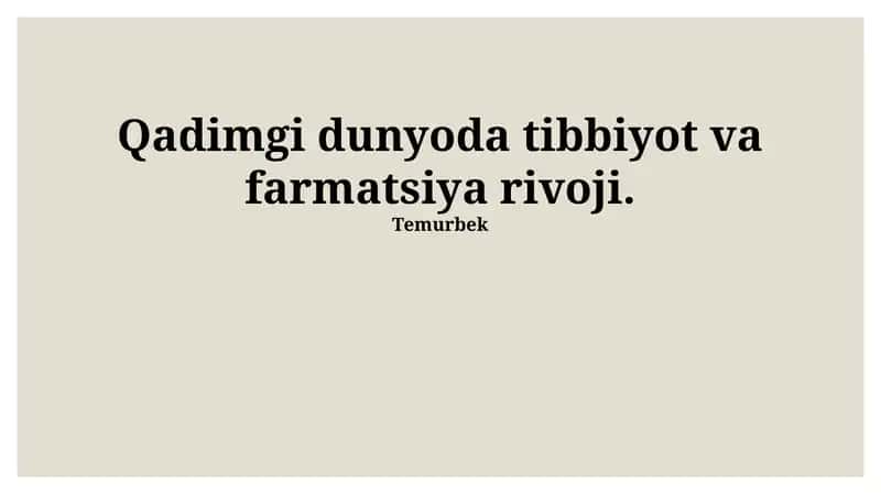 Qadimgi Sivilizatsiyalarda Tibbiyot 1