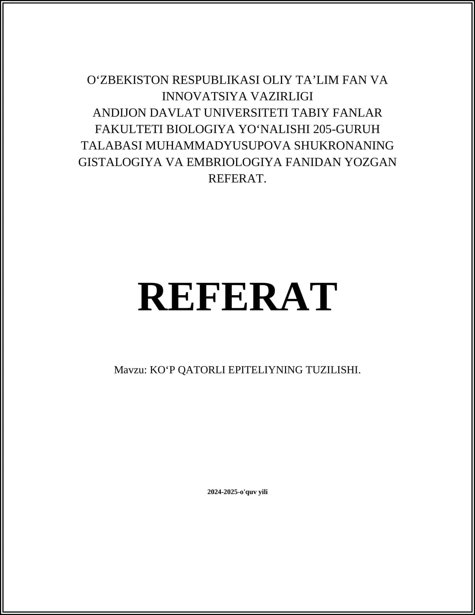 KOʻP QATORLI EPITELIYNING TUZILISHI 1