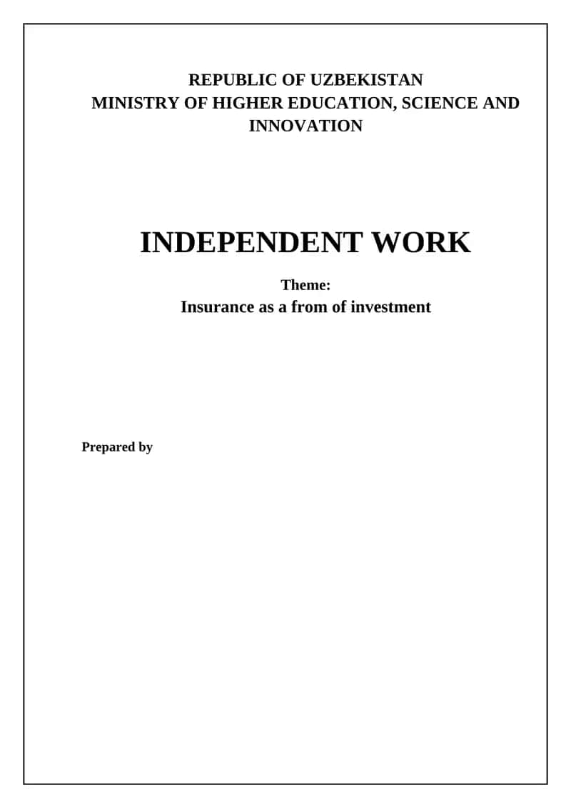 Insurance as Investment 1