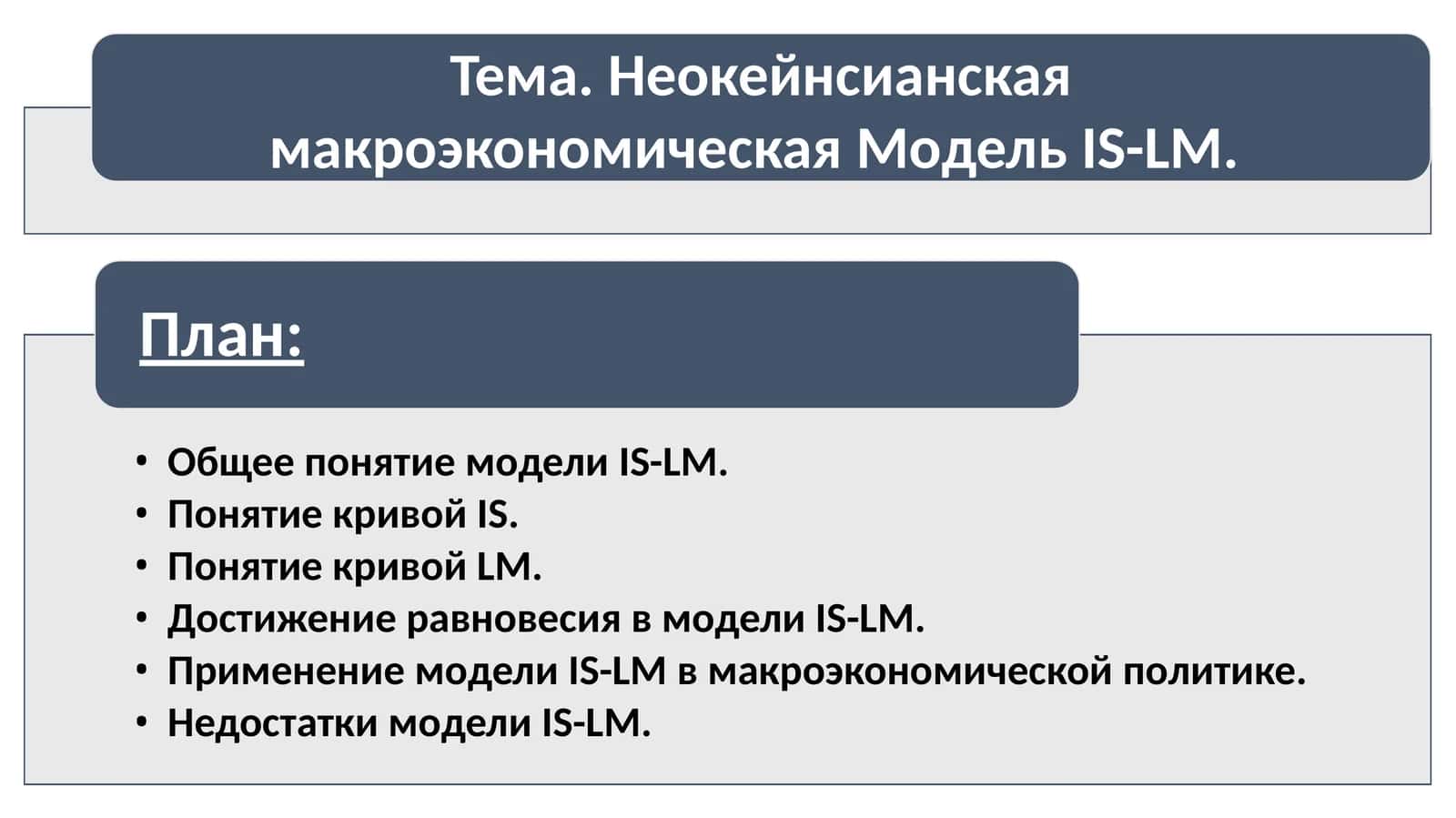 Общее понятие модели IS-LM 1