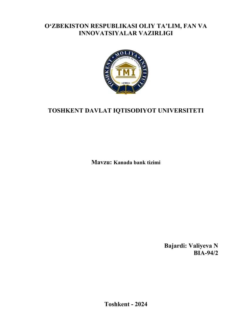 Kanada bank tizimi 1