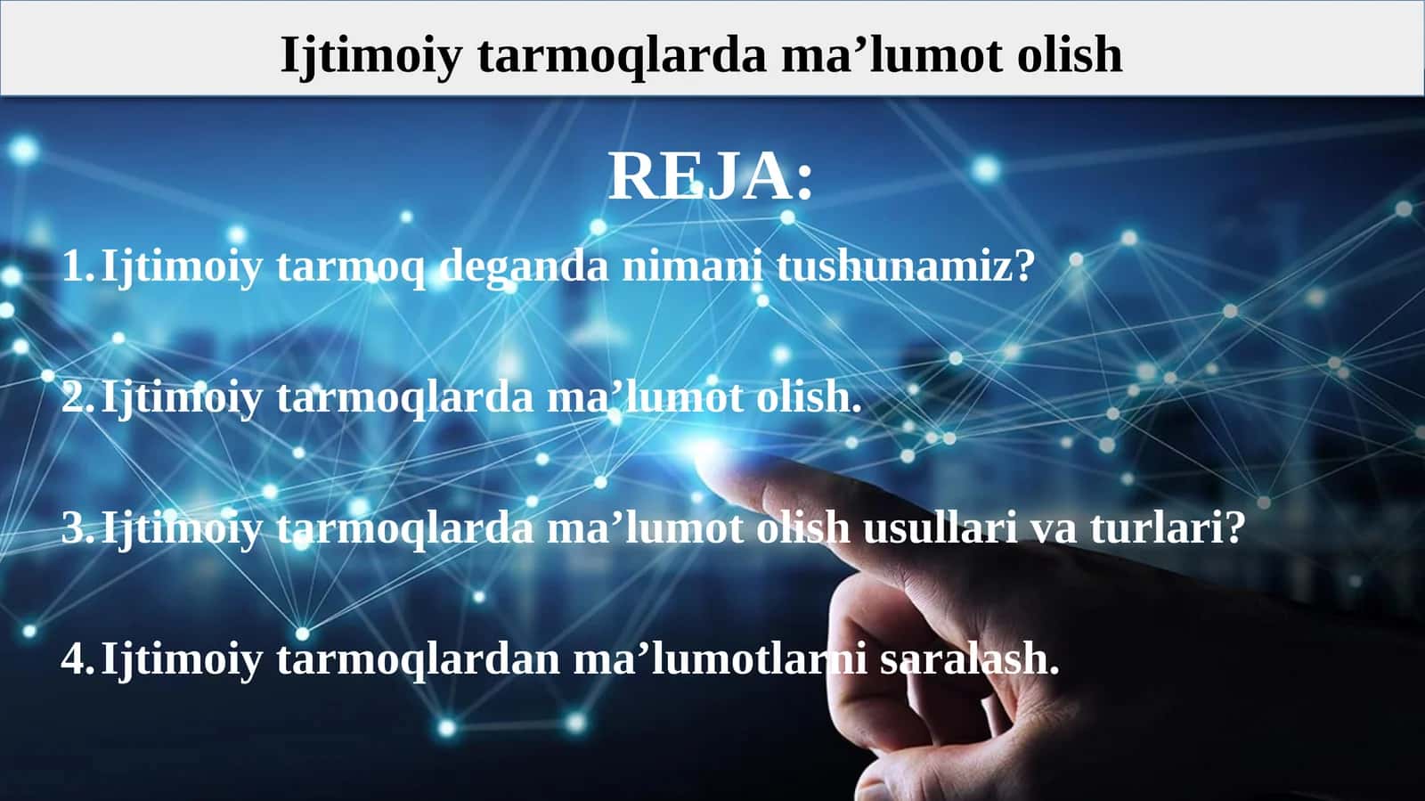 Ijtimoiy tarmoqlarda ma’lumot olish 1