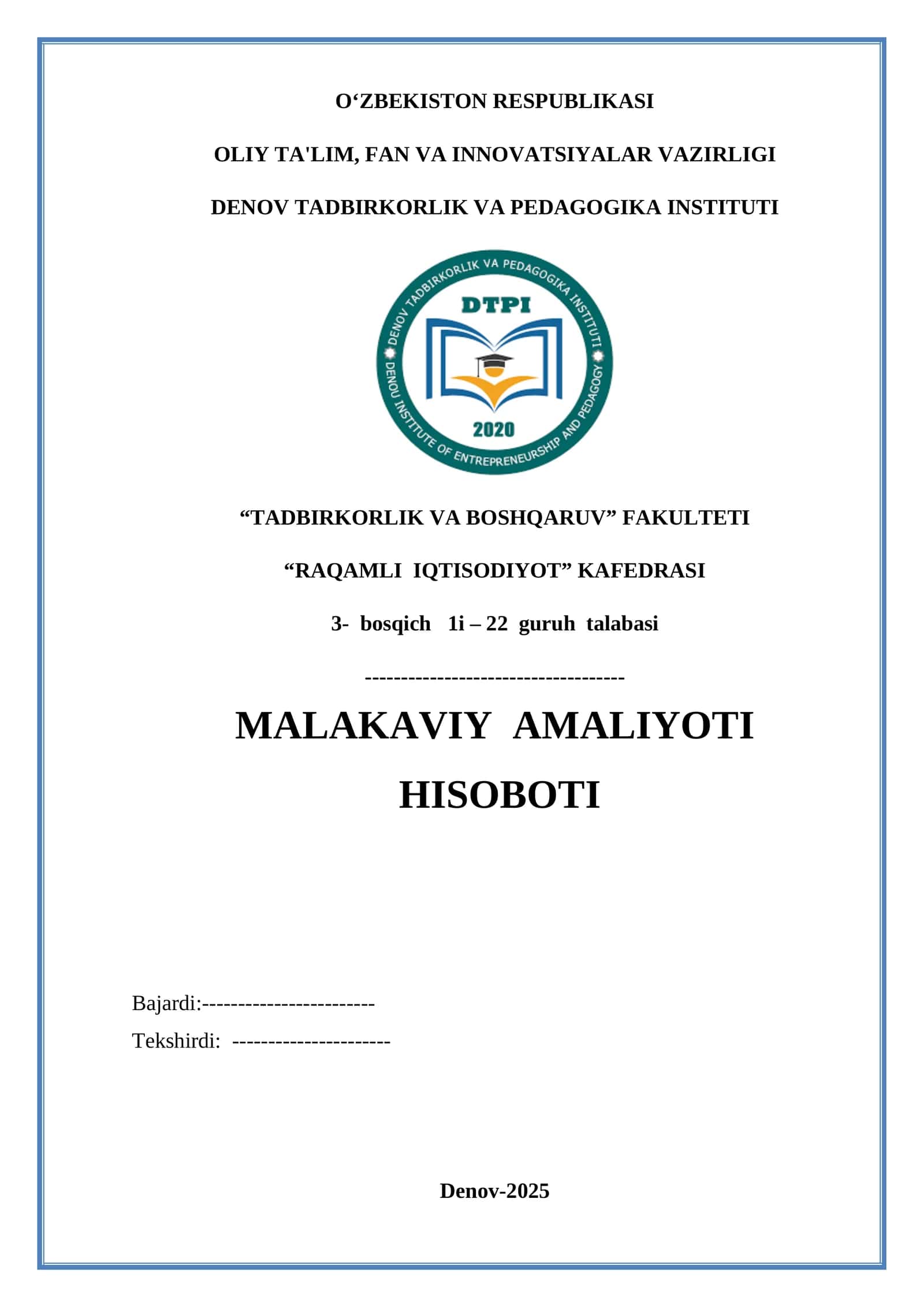 Surxondaryo Viloyat Barkamol Avlod bolalar markazini 1