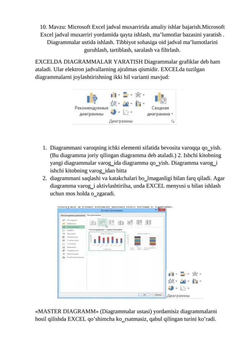 Microsoft Excel jadval muxarririda amaliy ishlar bajarish 1