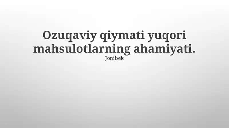 Yuqori Qiymatli Mahsulotlar 1