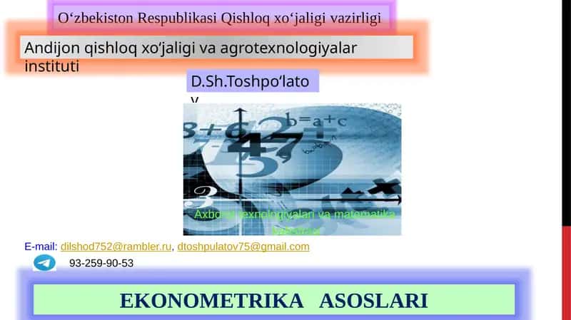 EKONOMETRIKA ASOSLARI 1