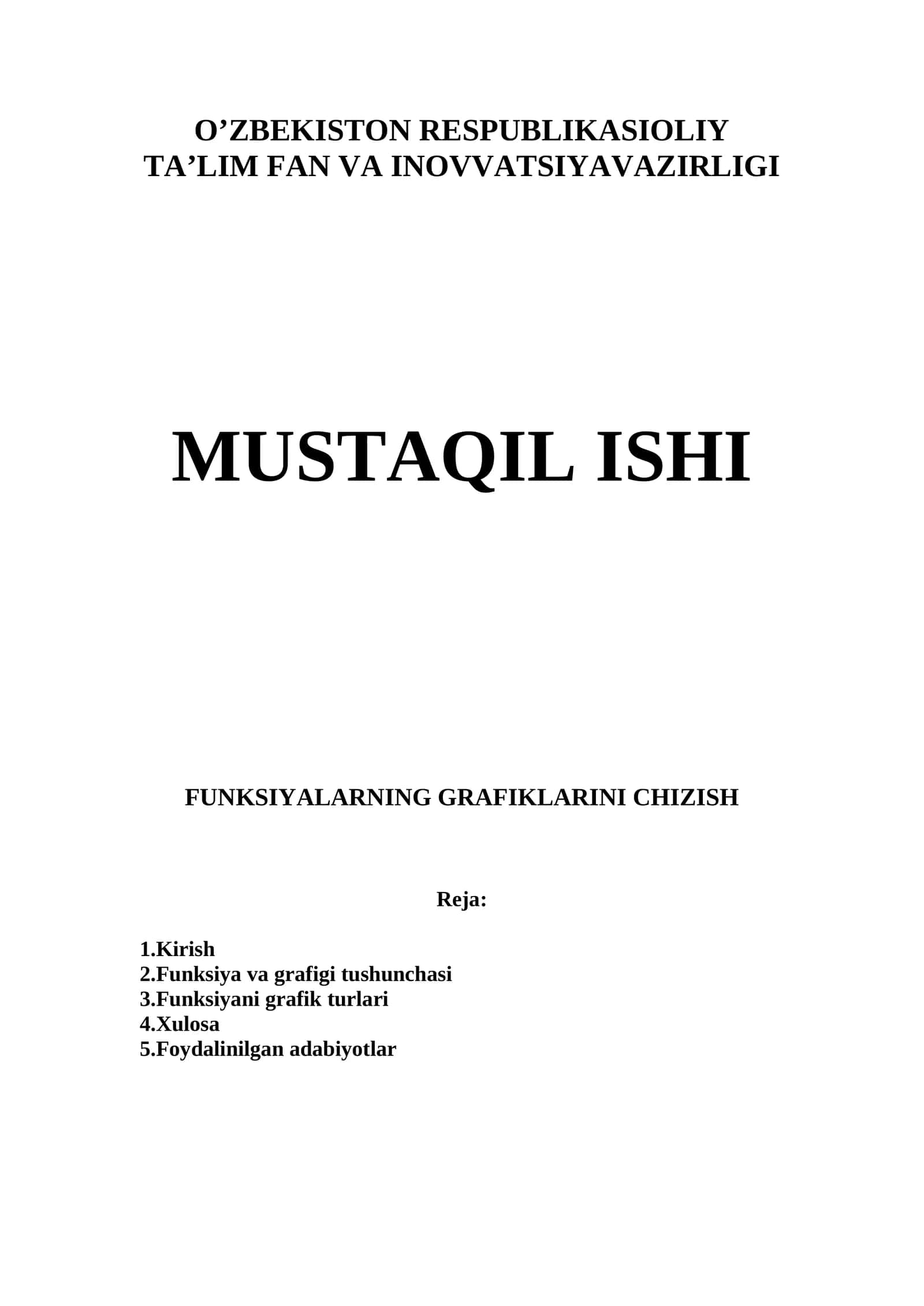 FUNKSIYALARNING GRAFIKLARINI CHIZISH 1