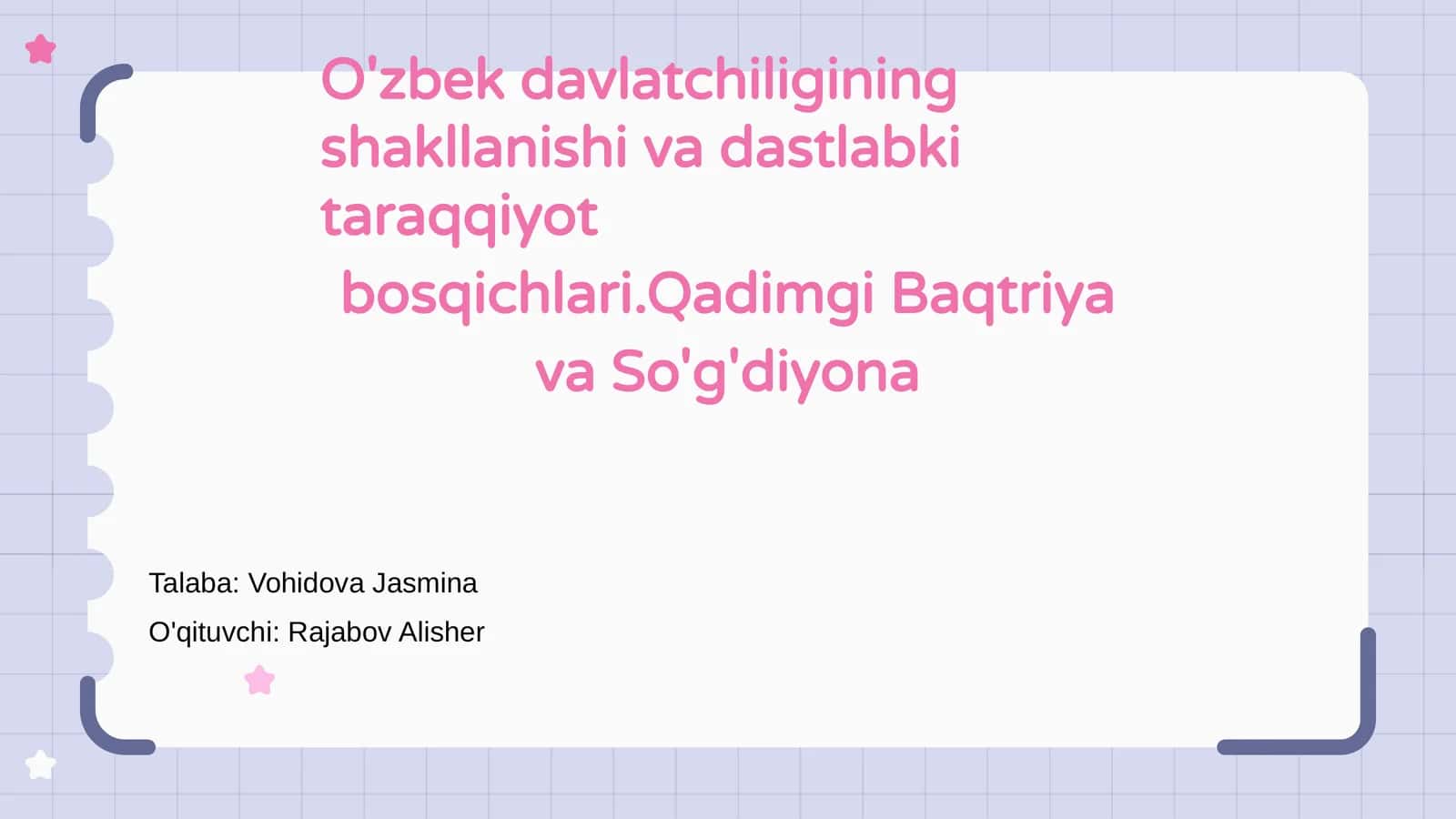 O'zbek davlatchiligining shakllanishi va dastlabki taraqqiyot bosqichlari 1