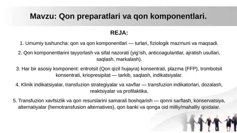 Qon preparatlari va qon komponentlari 1