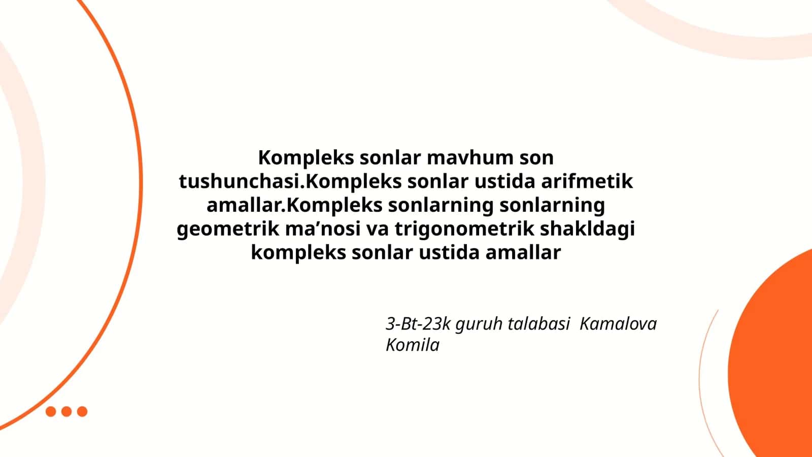 Kompleks sonlar mavhum son tushunchasi 1
