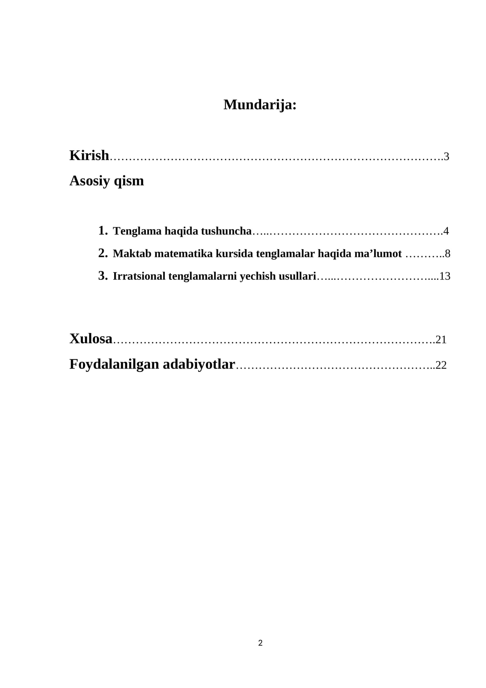 Maktab matematika kursida tenglamalar haqida ma’lumot 1