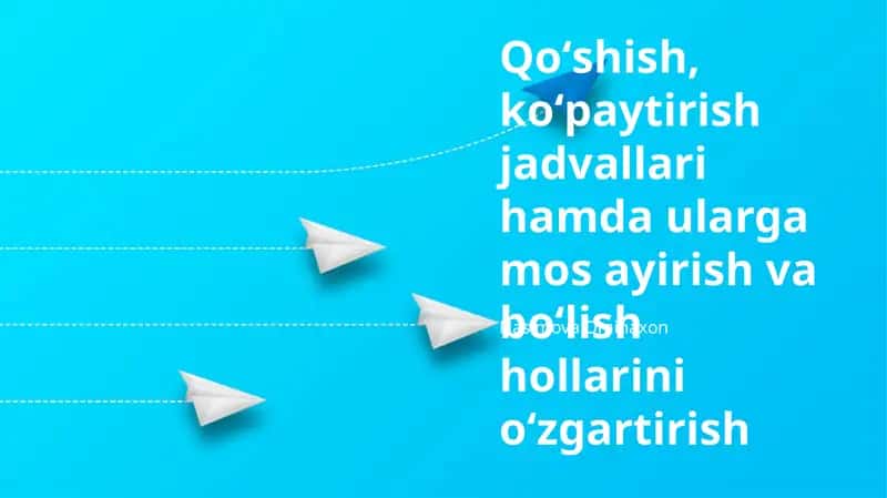 Ayirish va Bo'lish Jadvallari 1
