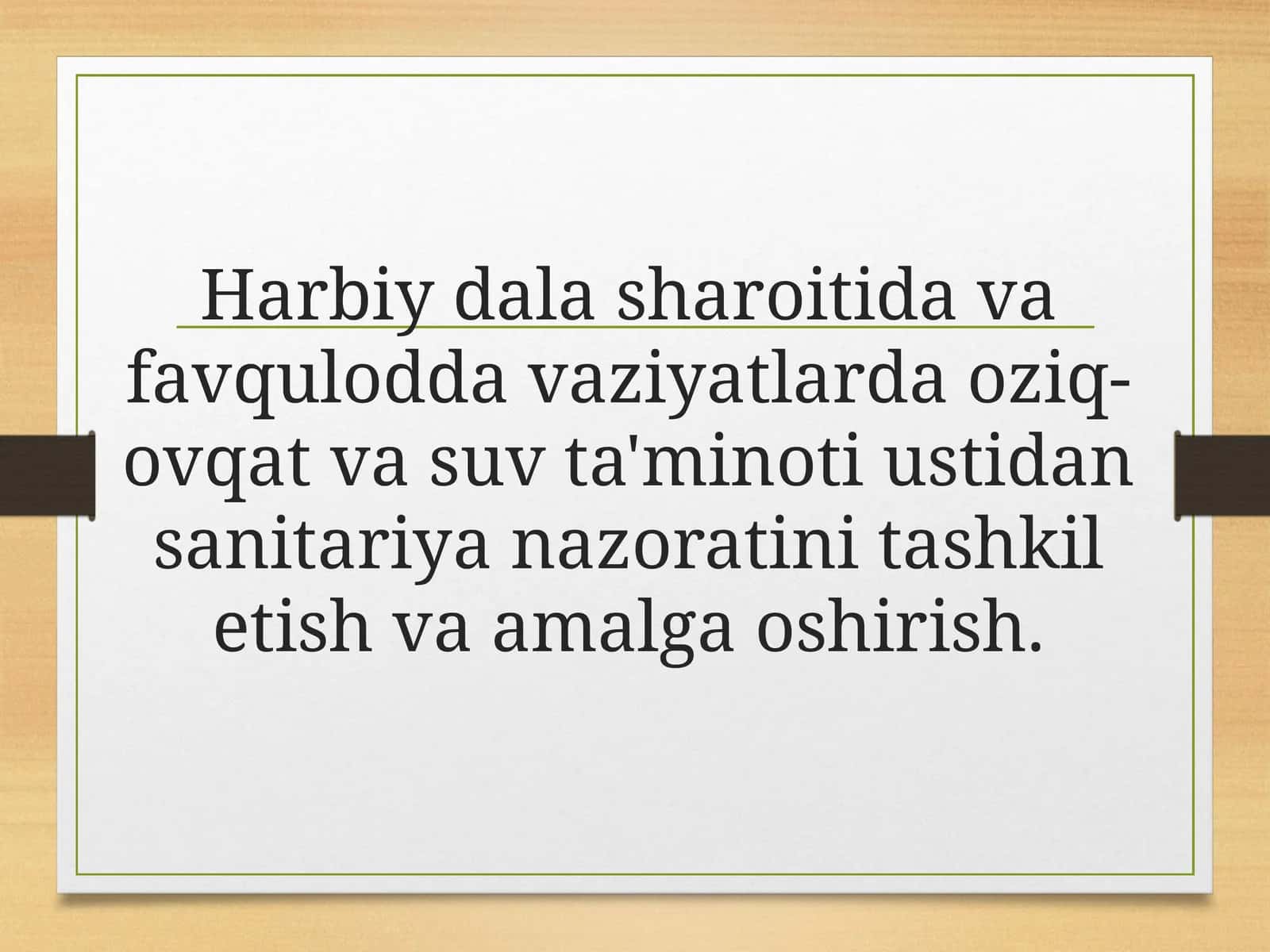 Oziq-ovqat va suv ta'minoti ustidan sanitariya nazorati 1
