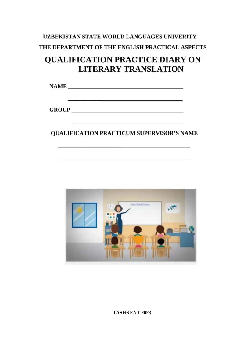 QUALIFICATION PRACTICE DIARY ON LITERARY TRANSLATION 1