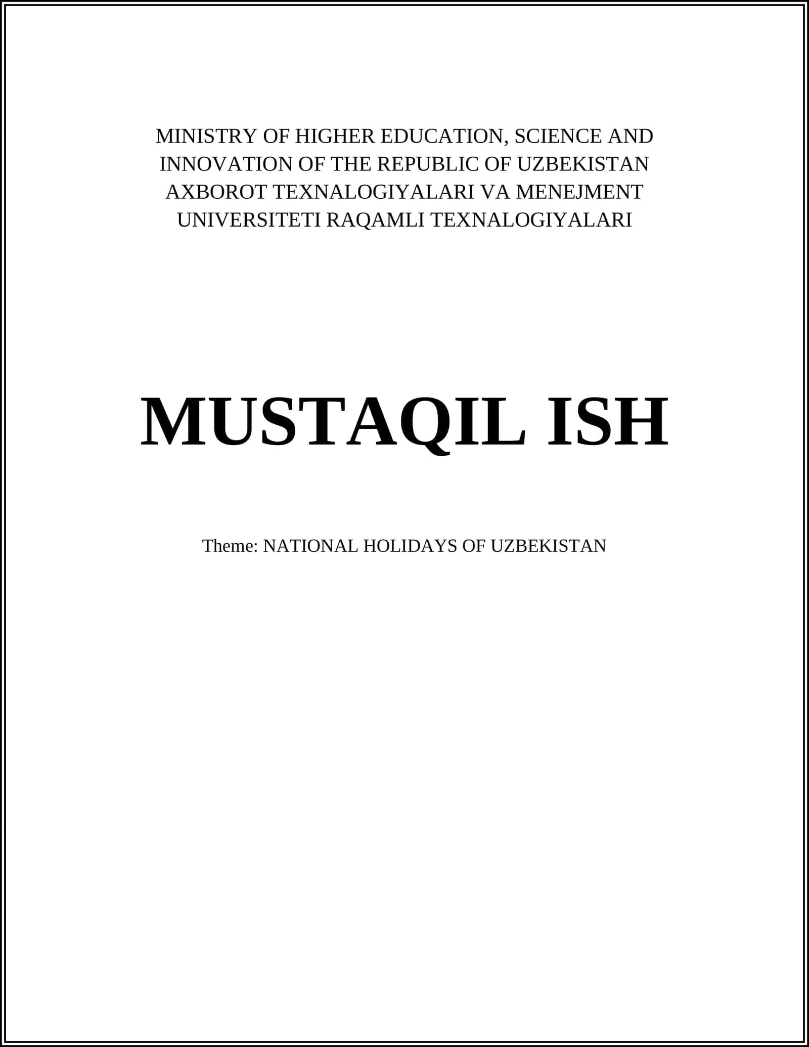 NATIONAL HOLIDAYS OF UZBEKISTAN 1