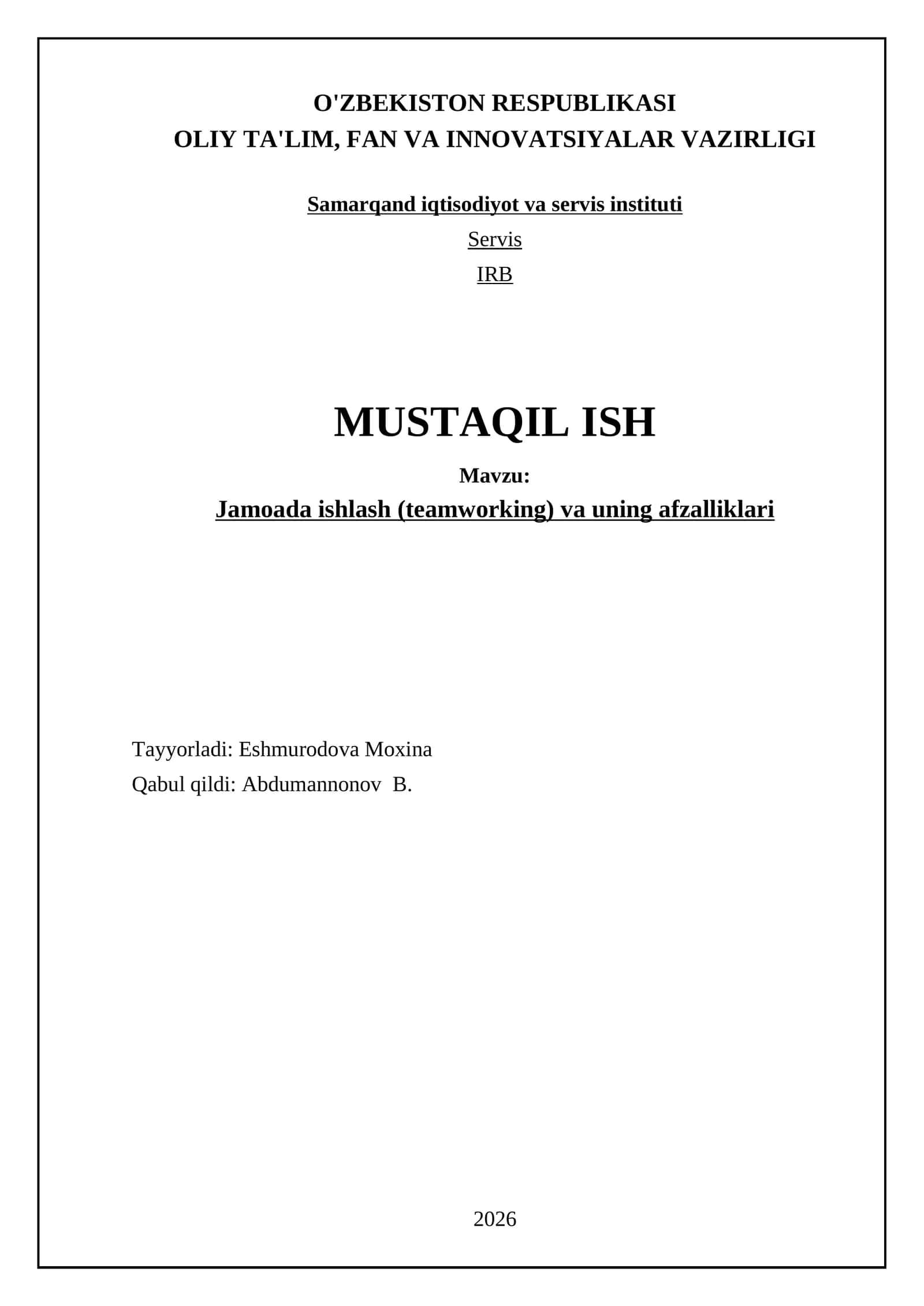 Jamoada ishlash (teamworking) va uning afzalliklari 1