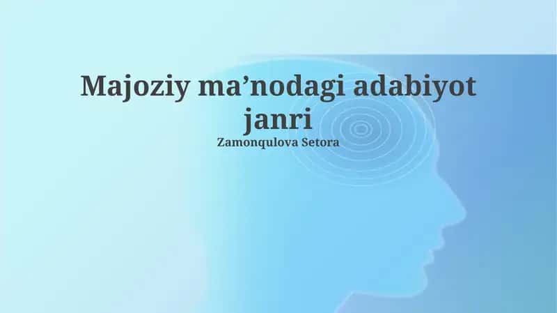 Majoziy maʼnodagi adabiyot janri 1