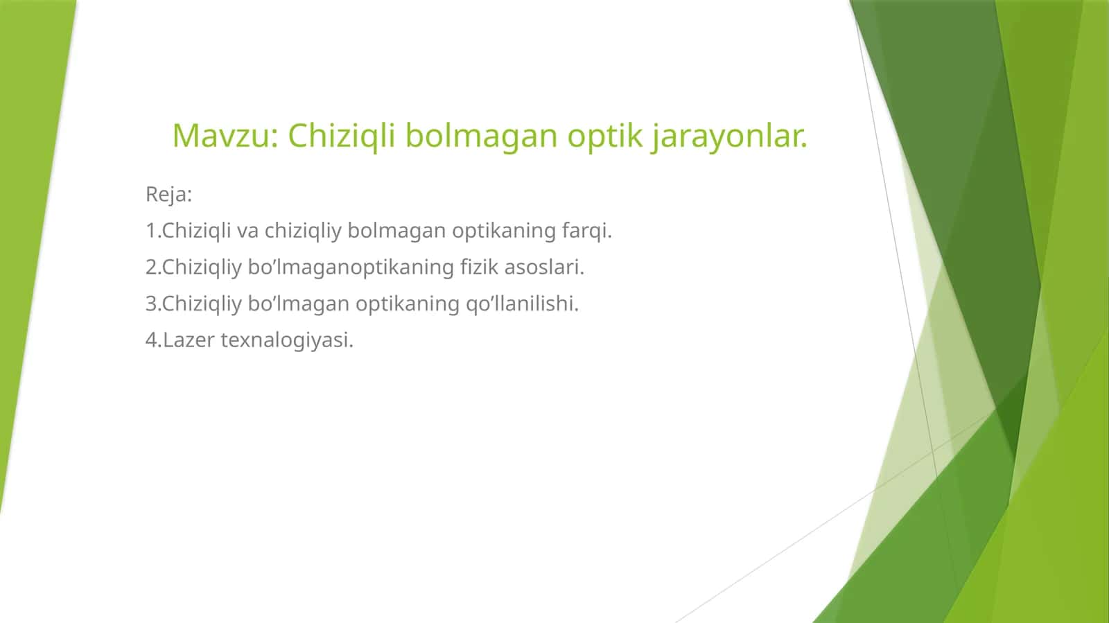 Chiziqli bolmagan optik jarayonlar 1
