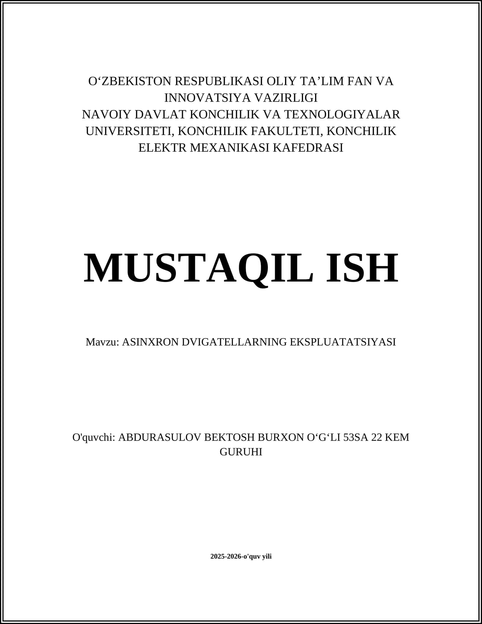 ASINXRON DVIGATELLARNING EKSPLUATATSIYASI 1